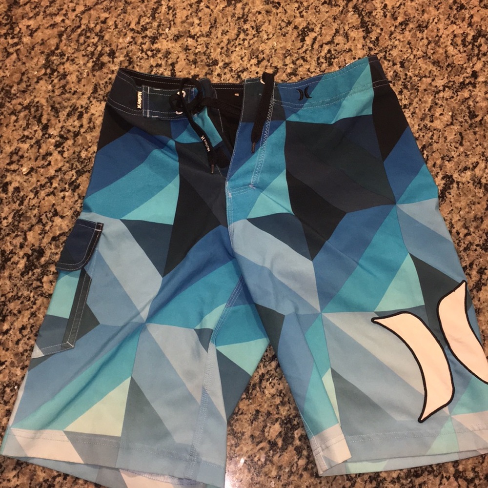 Men’s Hurley swim shorts, diamond blue design